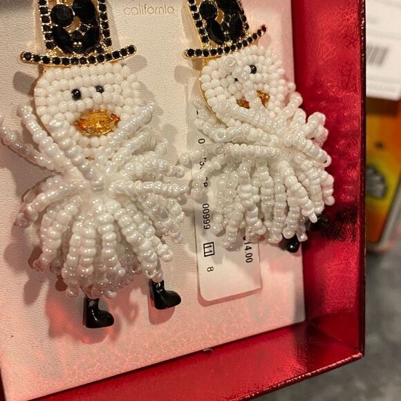 NEW C&C California Snowmen Earrings Beaded with Boots! - Picture 3 of 9